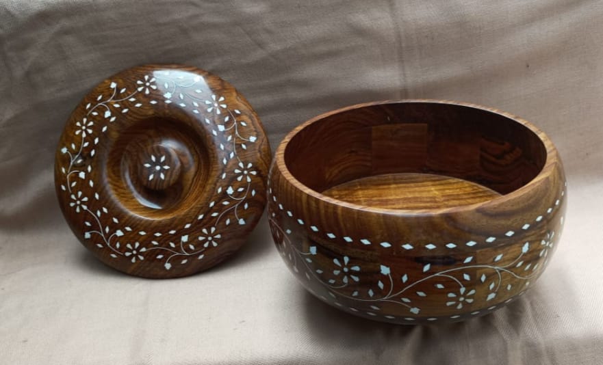 Handcrafted Sheesham Wood Inlay Box with Lid