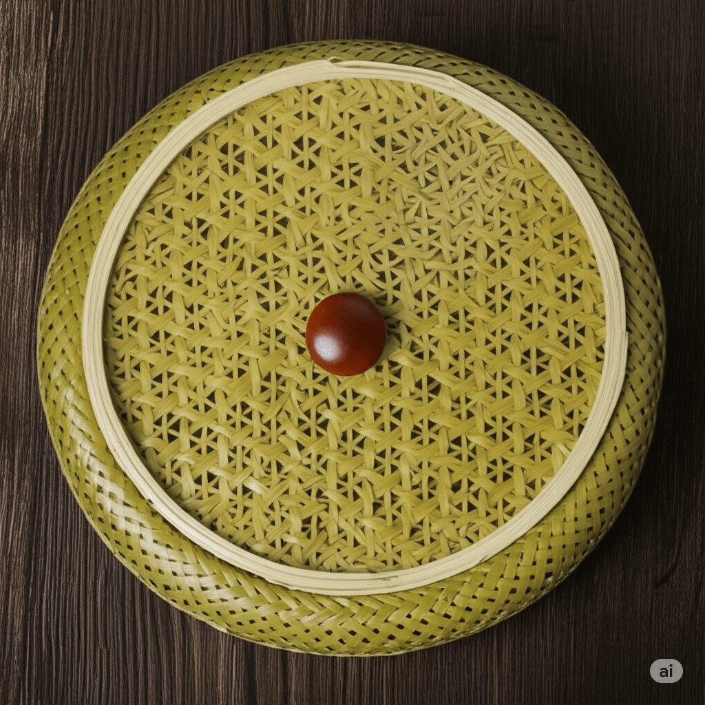 Handwoven Bamboo Serving Basket with Lid