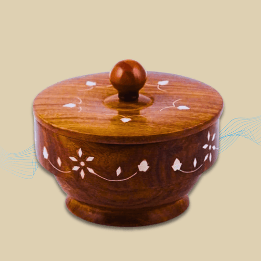 Wooden Bowl with Lid for Tea, Coffee, Sugar, Salt | Multipurpose Storage Container | Freezer Safe (Pack of 1)